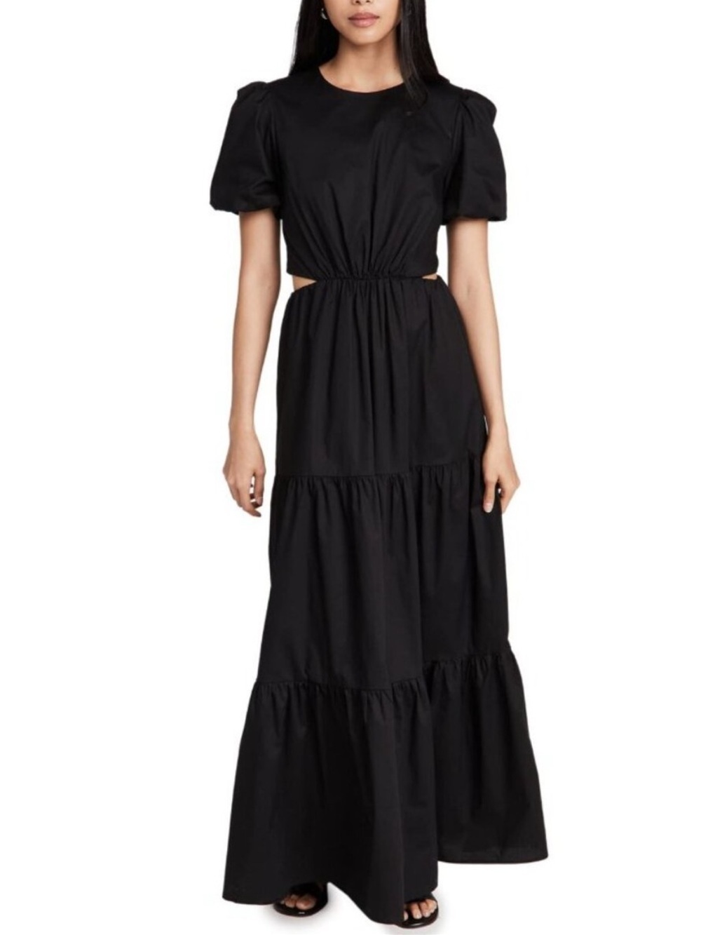 WAYF Women's Black Plaza Cut Out Tiered Maxi Dress Size Small 54424 - Picture 1 of 16